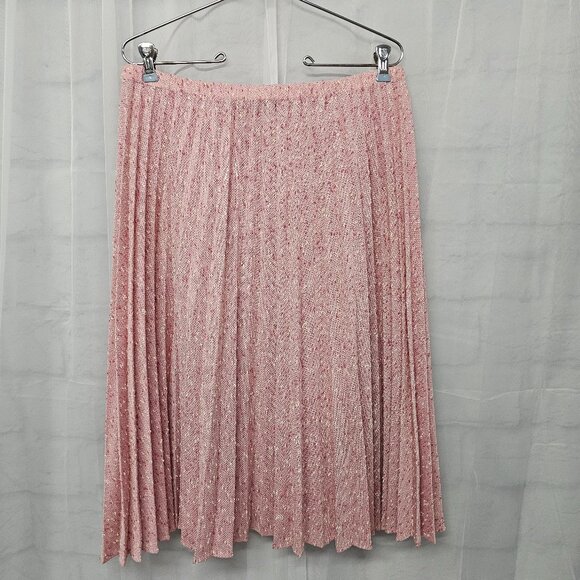 Vintage Leslie Fay Skirt Pleated Pink Twee Coquette Retro L - Picture 1 of 9